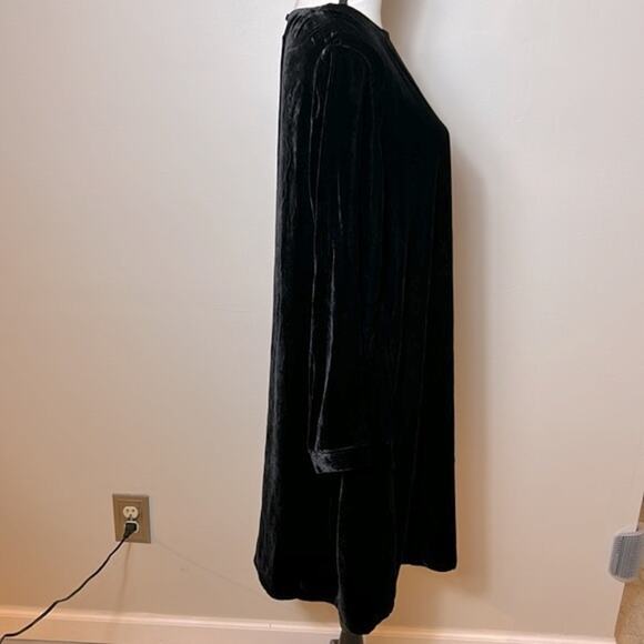 NWT Eileen Fisher black Velvet silk blend Crew Neck Dress, L - Picture 9 of 13